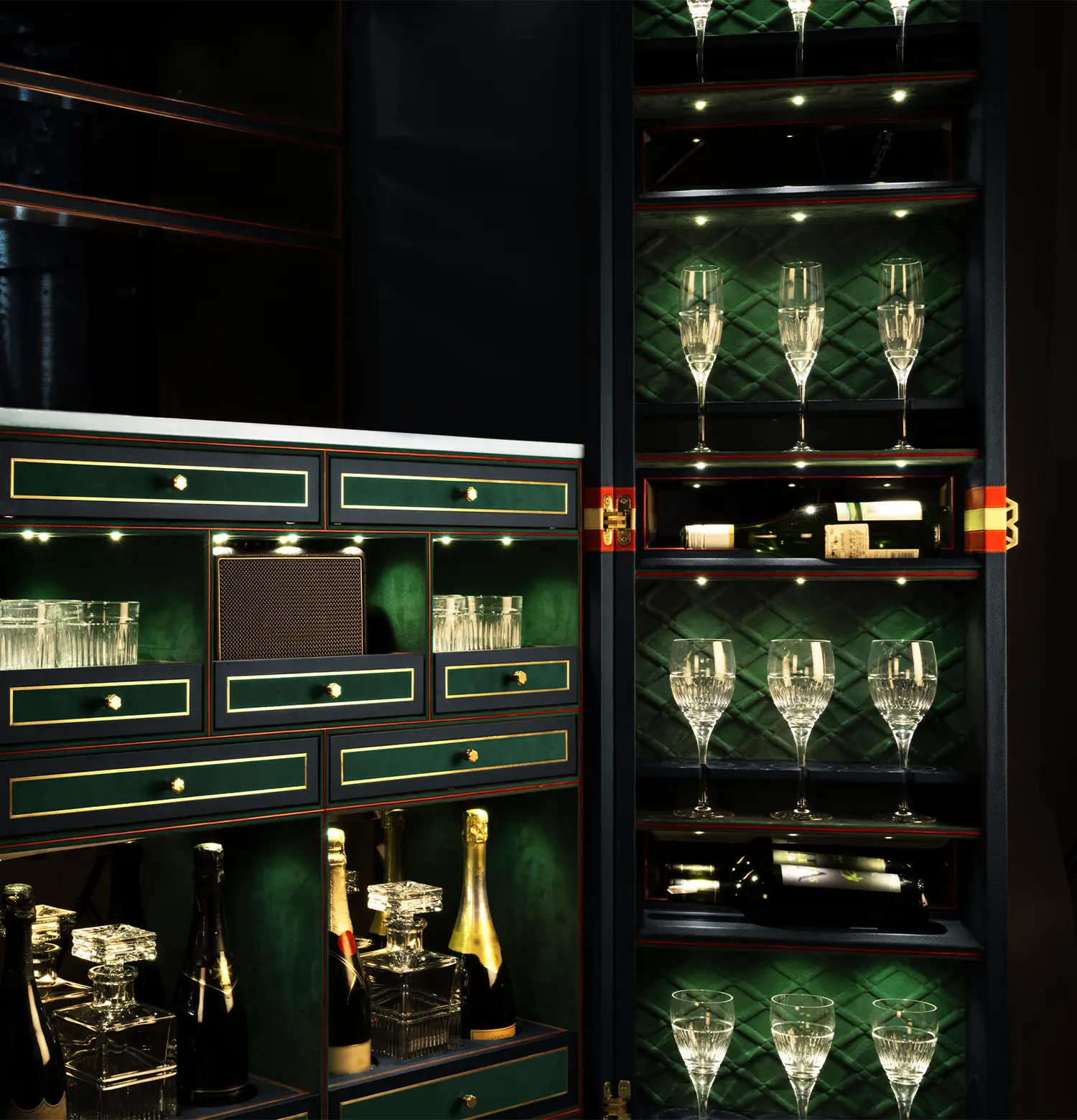 Medium Bar Cabinet Trunk with Stripes